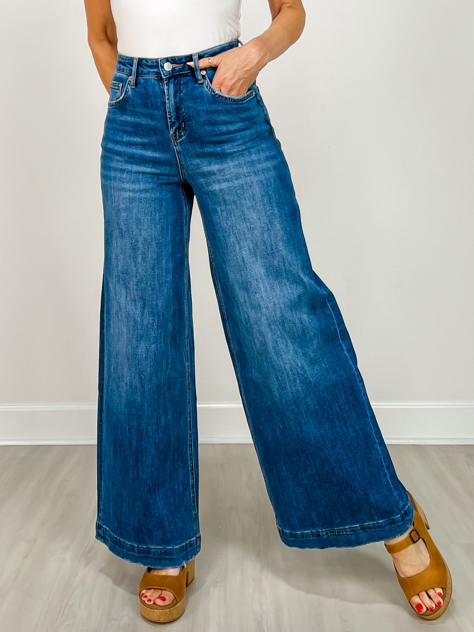 MICA Denim Super High Wide Leg Slouchy Wash Jeans