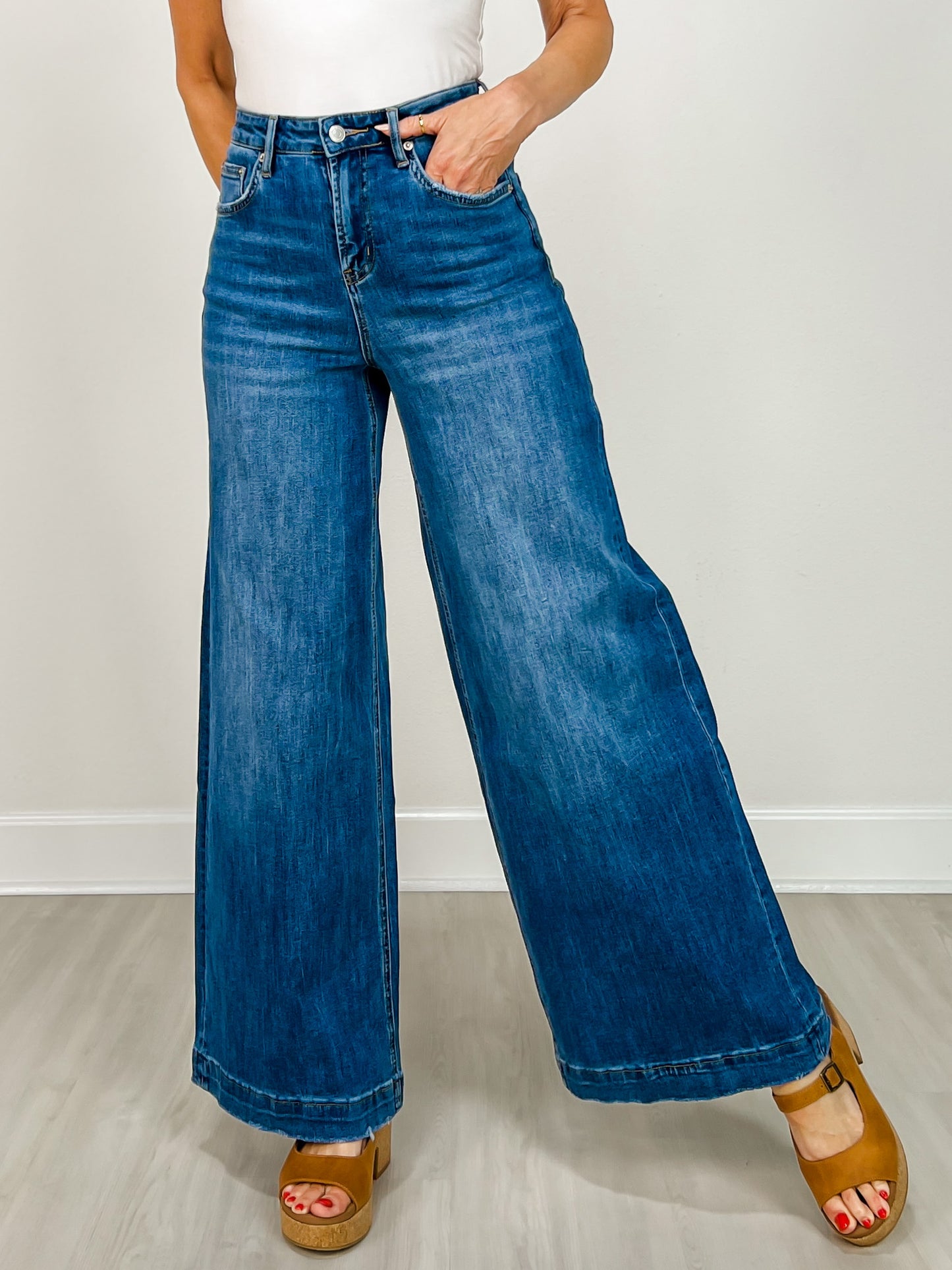 MICA Denim Super High Wide Leg Slouchy Wash Jeans