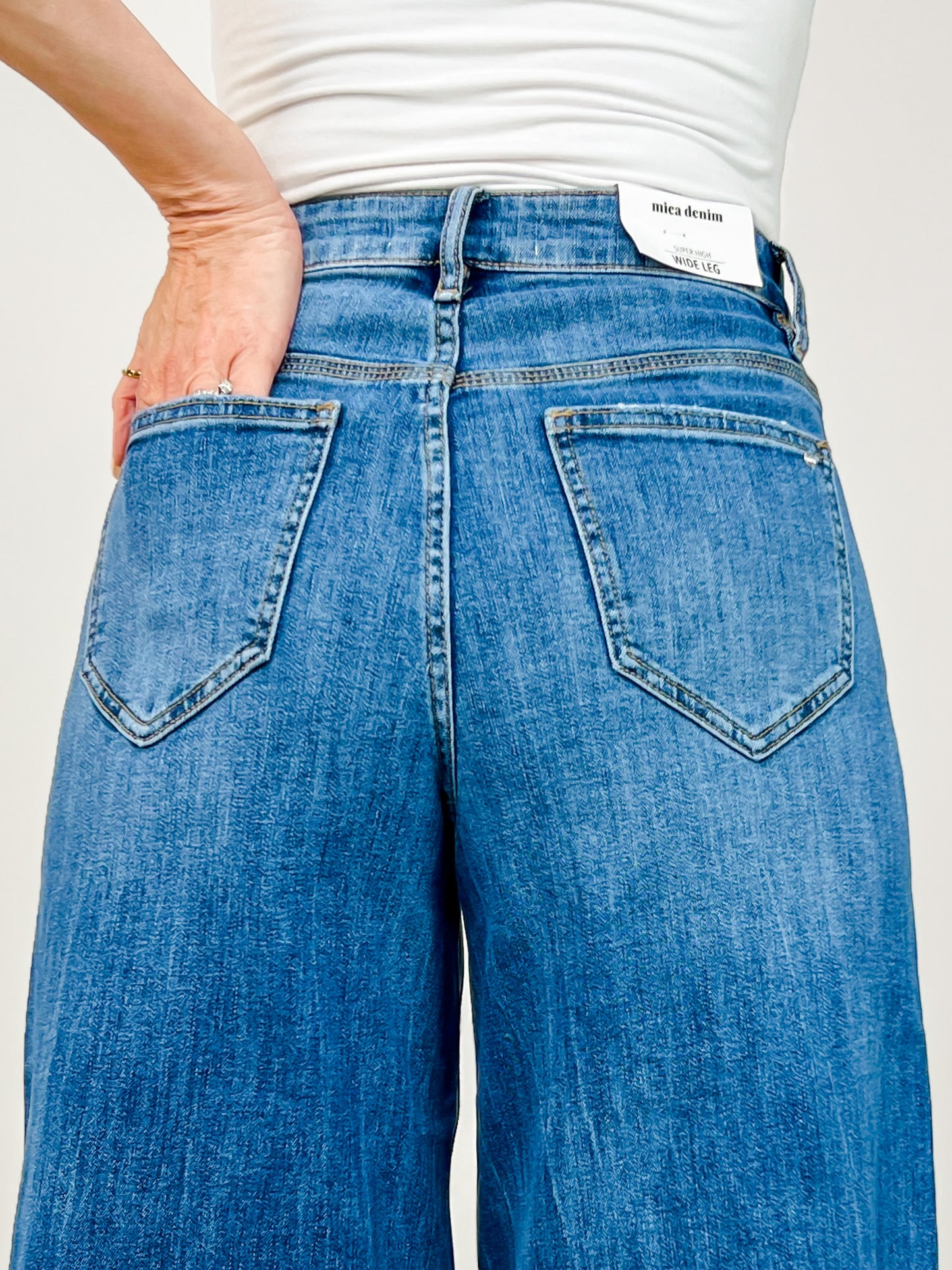 MICA Denim Super High Wide Leg Slouchy Wash Jeans