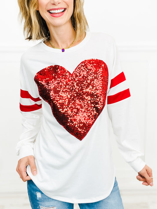 Heart Sequin Long Sleeve Top