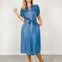 Puff Sleeved Denim Shirt Dress