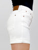 Judy Blue SPRING FLING High Waist Double Roll Cuffed White Shorts