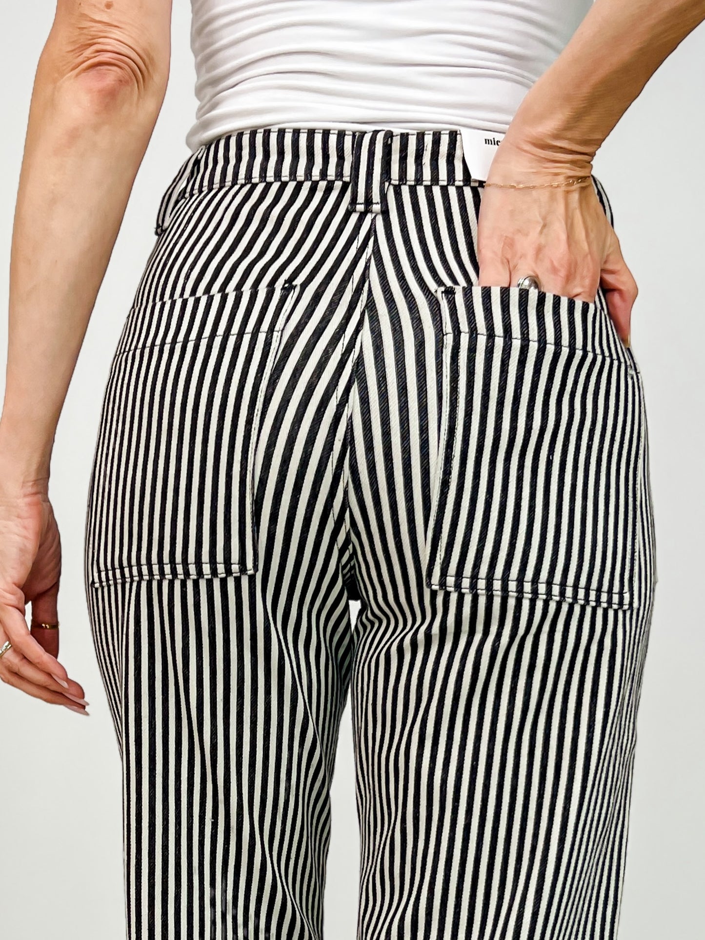 MICA Super High Loose Fit Straight Striped Jeans
