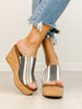 Corkys Mugshot Slip-On Wedges in  Black Natural Stripe 2