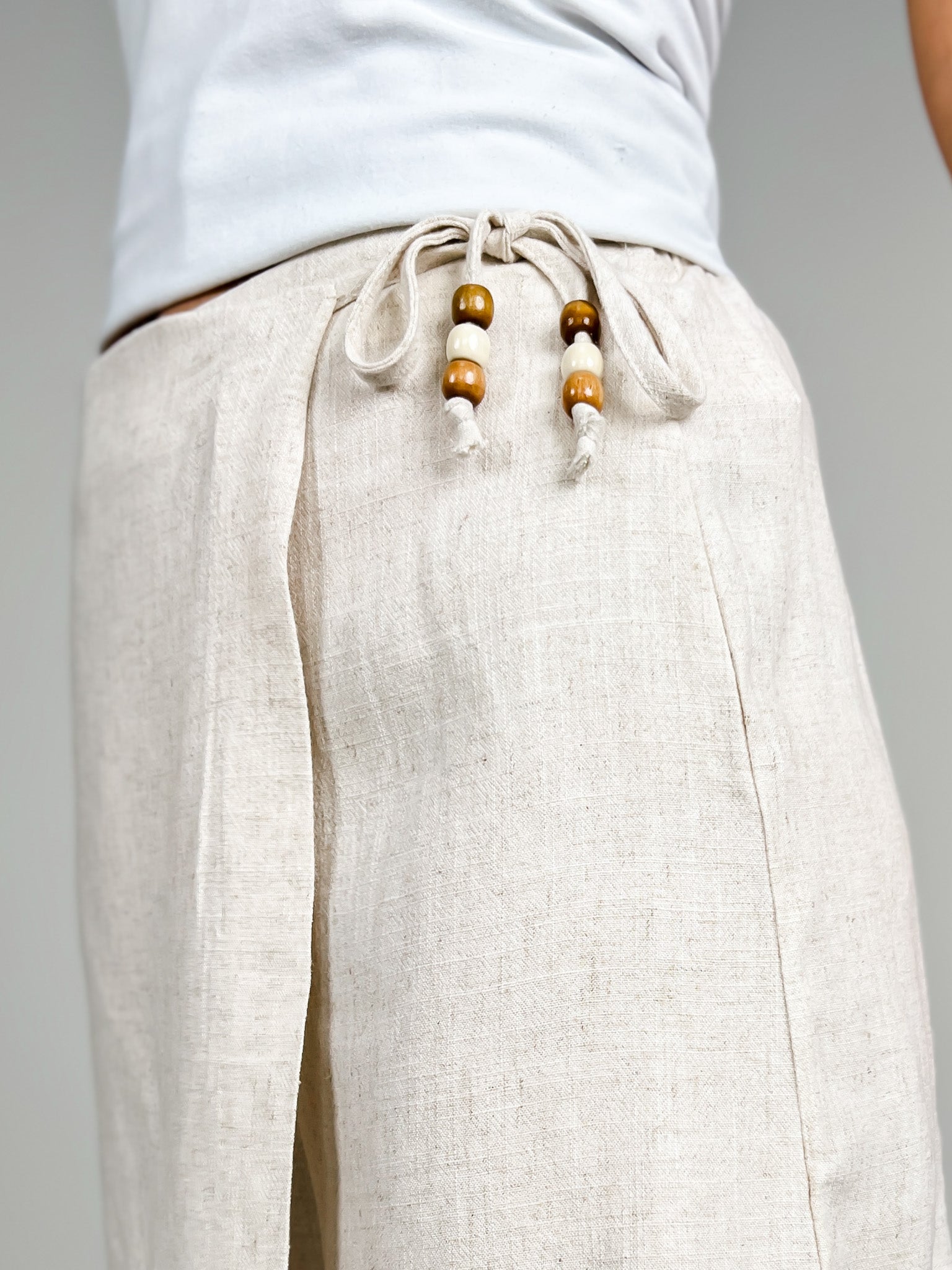 Linen Demi Wrap Mini Skorts