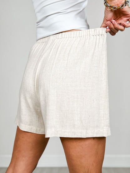 Linen Demi Wrap Mini Skorts