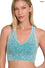 Stone Washed Ribbed Racerback Tank Top with Bra Pads - GROUP A
