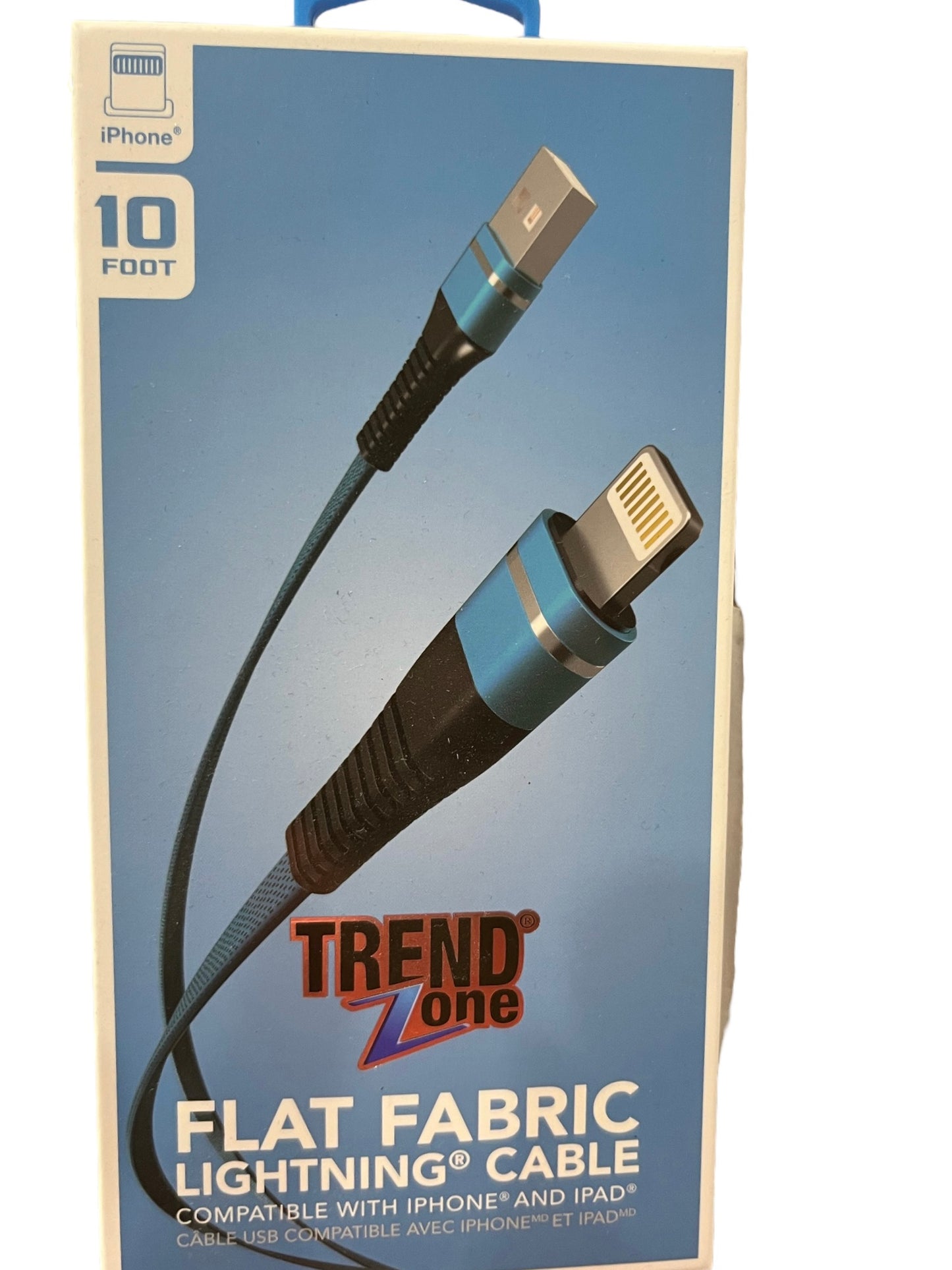 10FT FLAT 2 TONE FABRIC IPHONE CABLE