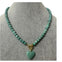 Heart Charm Glass bead Necklace - Amaonzite