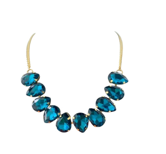 Juliet Glass bead Necklace - Sapphire
