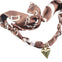Silk Brown Scarf necklace with Heart Charm