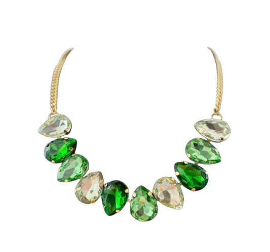 Statement Glass bead Necklace - Green