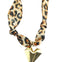 Brown Cheetah Scarf Necklace with Gold Heart