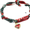 Green / Red Scarf Necklace with Red Heart