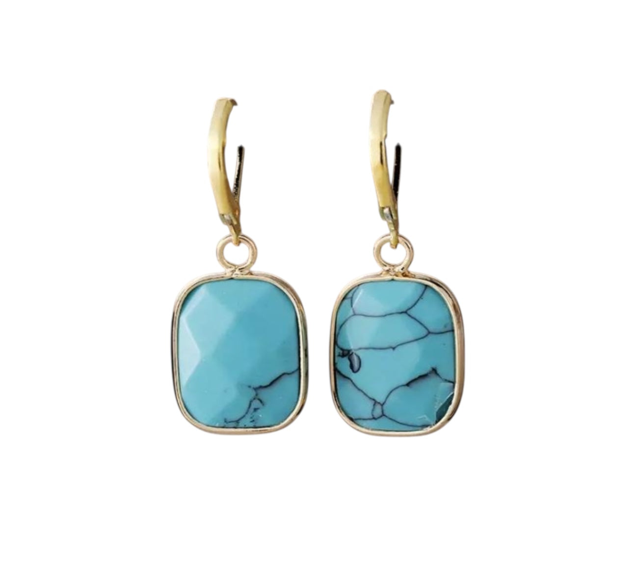 Natural Beaded Stone Earring Turquoise