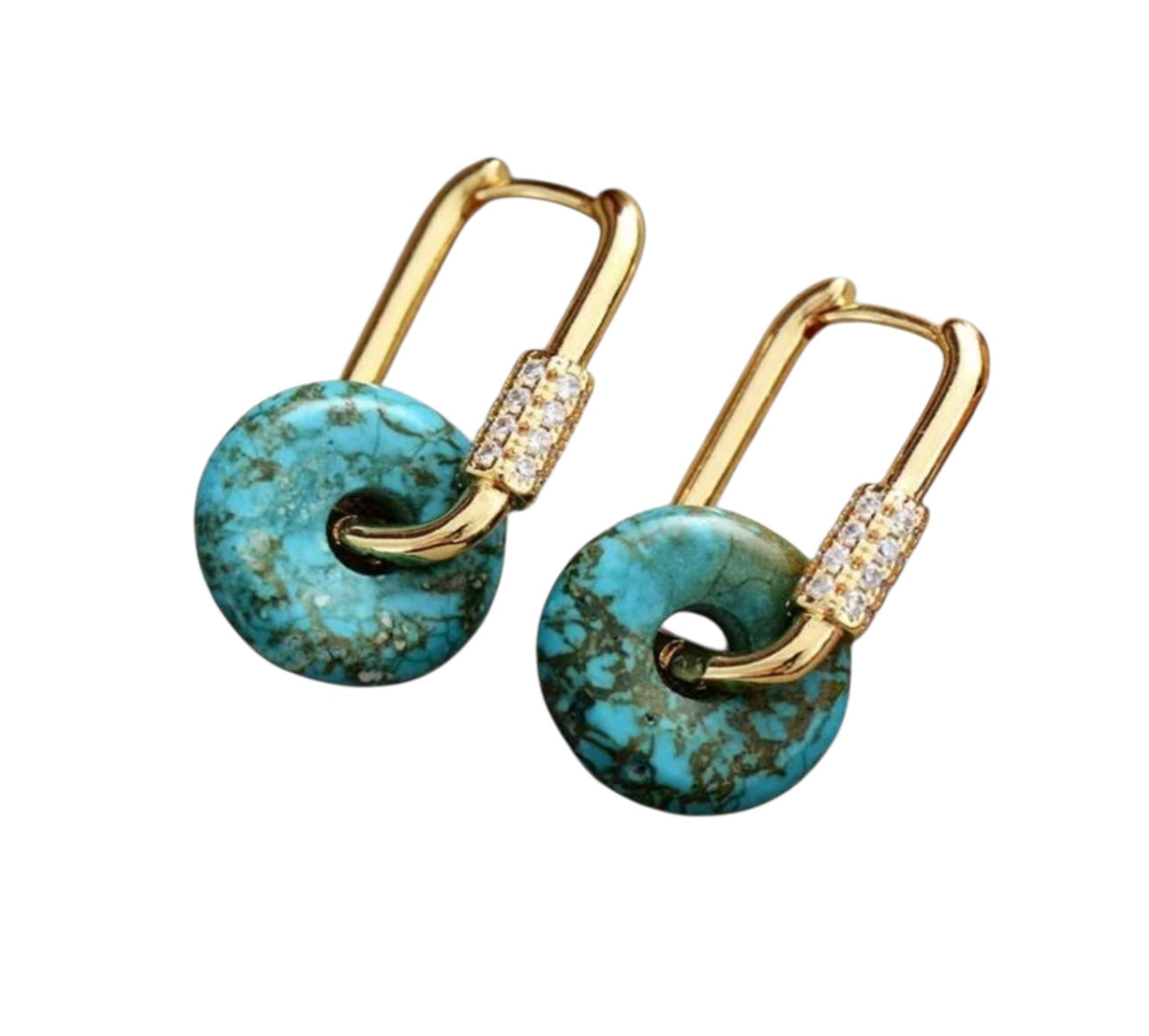 Natural Beaded Stone Earring Huggie