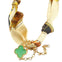 Silk Cream Scarf necklace with Green Charm