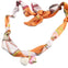 Coral Scarf Necklace with Shell & Heart Enamel Charm