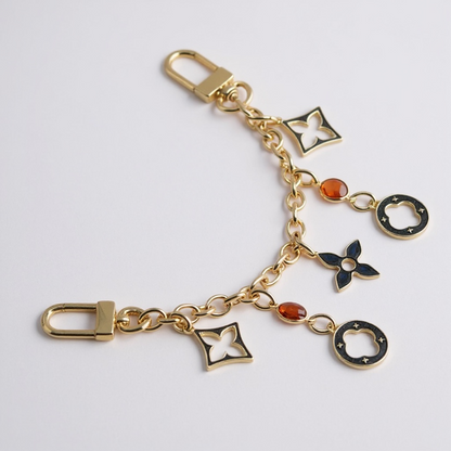 Purse Charm Black & White with Gem and Link