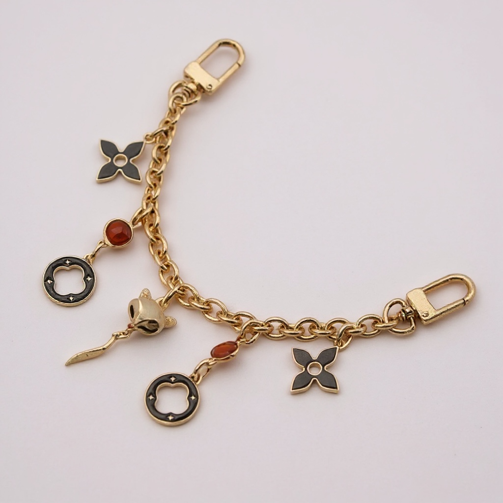 Purse Charm Black & White with Gem FOX and Link