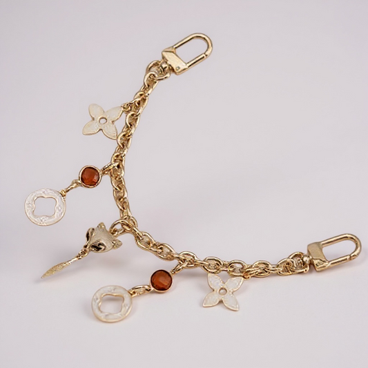 Purse Charm Black & White with Gem FOX and Link