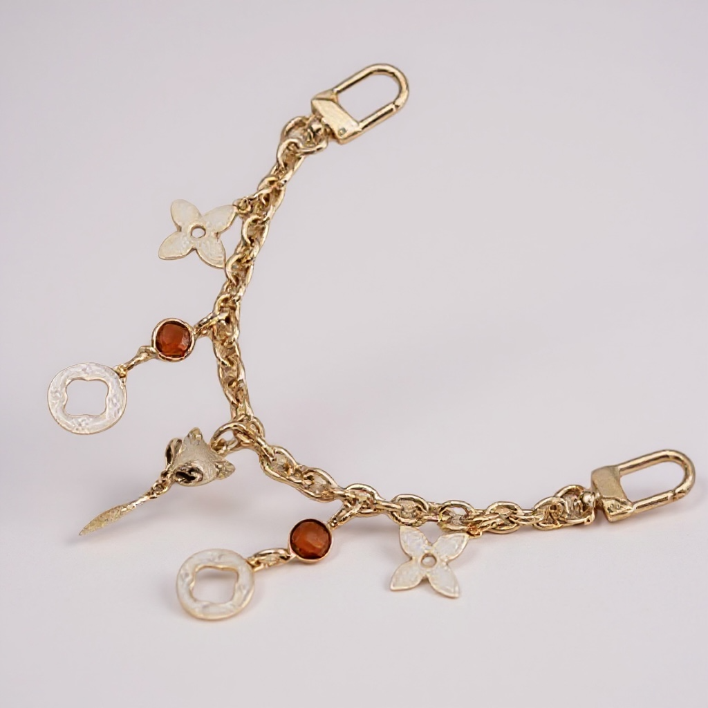 Purse Charm Black & White with Gem FOX and Link