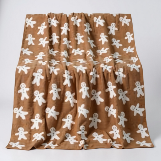 Ultra-Soft Large Brown Gingerbread Blanket
