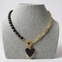 Heart Charm Onyx and Gold Necklace