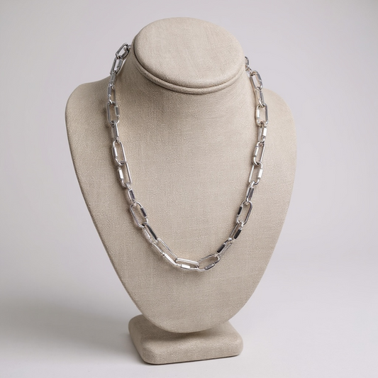 Silver Rectangle Link Necklace