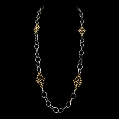 Mixed Metal Sterling & Gold Plated 36" Chain with Vintage Reproduction Fleur De Lis Accents