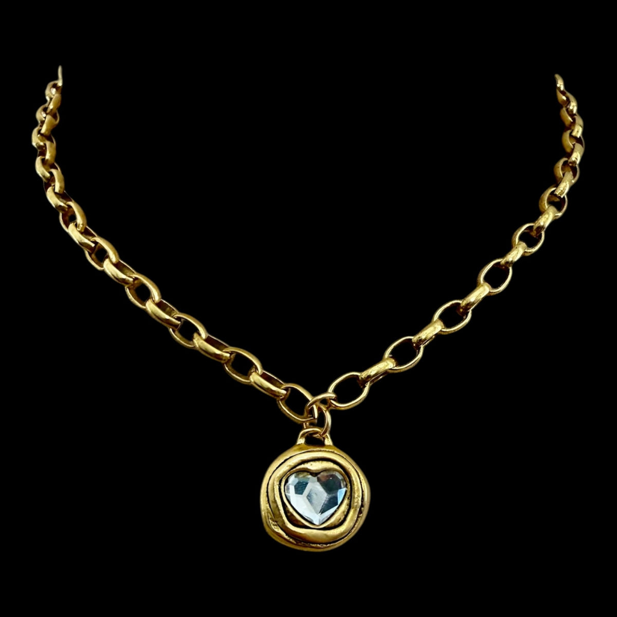 Gold Plated 17" Chain with Swarovski Crystal Heart Pendant