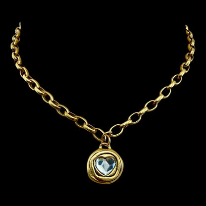 Gold Plated 17" Chain with Swarovski Crystal Heart Pendant