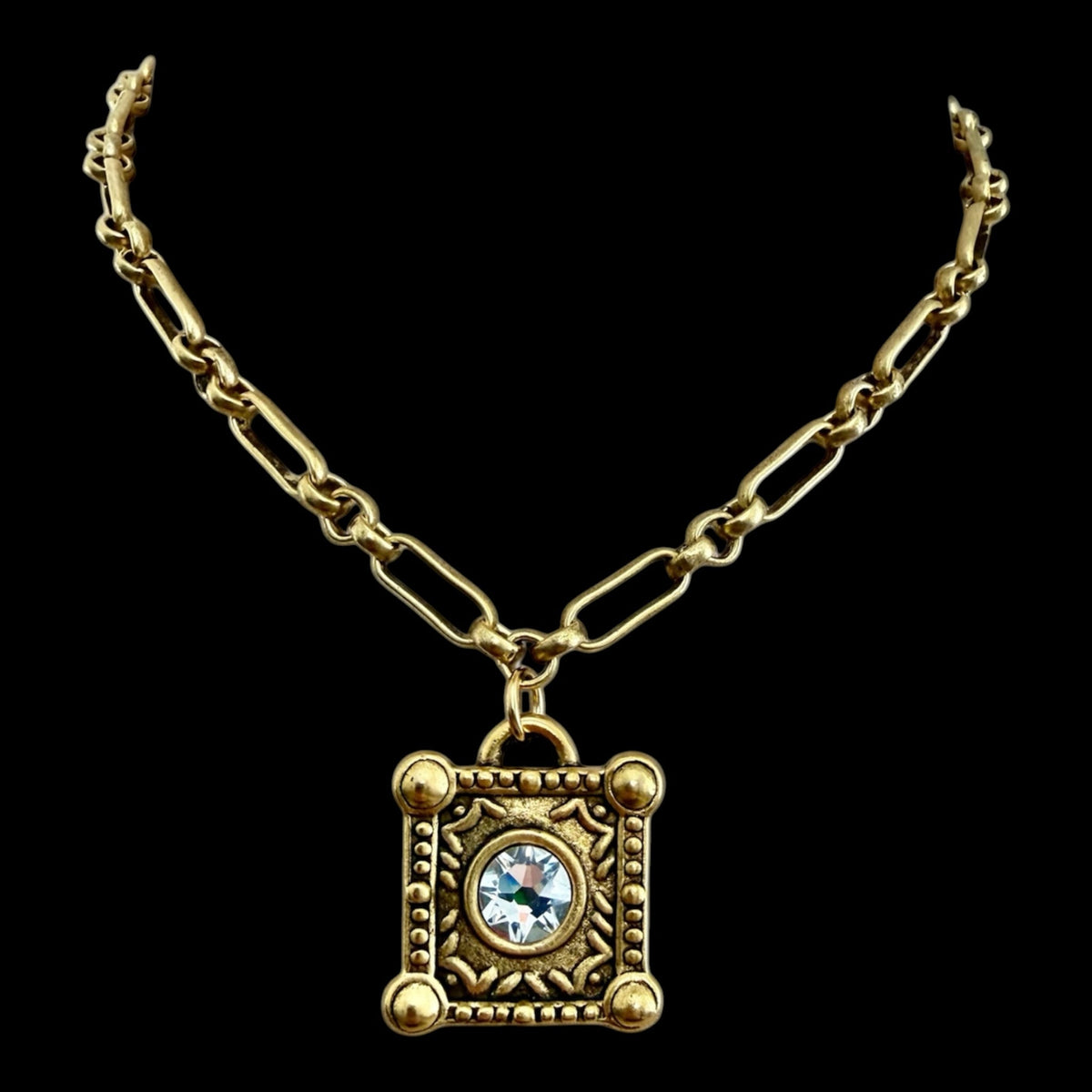 Gold Plated 17" Chain with Swarovski Crystal Pendant