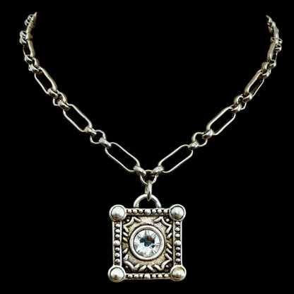 Sterling Plated 17" Chain with Swarovski Crystal Pendant