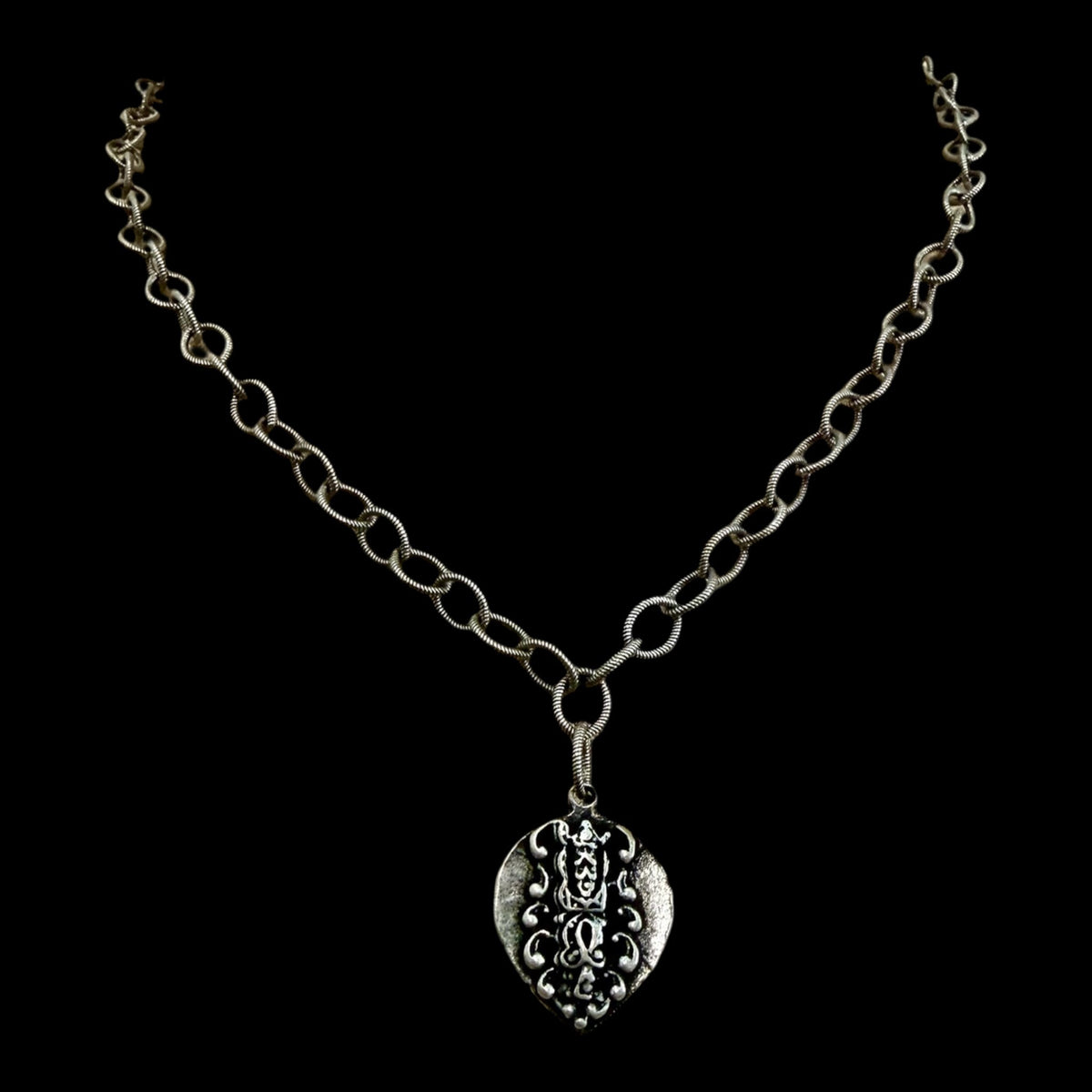 Vintage Reproduction Sterling Plated Chain with Dove Heart