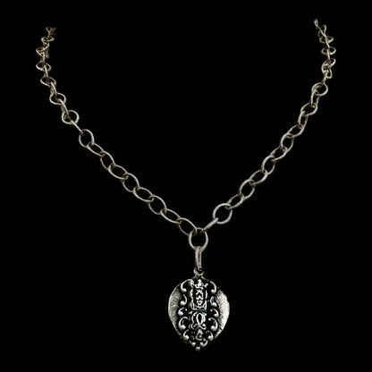 Vintage Reproduction Sterling Plated Chain with Dove Heart