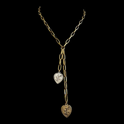 Gold and Silver Plated  Heart Lariat