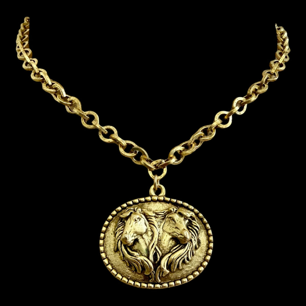 Gold Plated 17" Chain with Vintage Horse Pendant