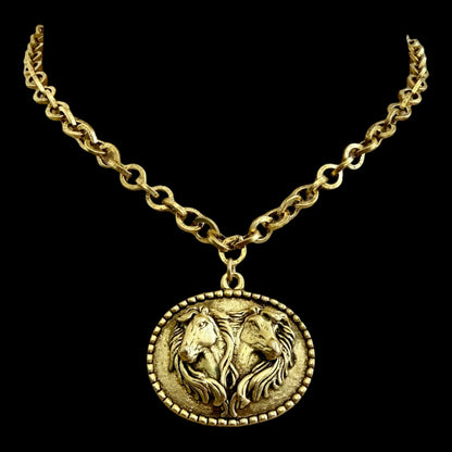 Gold Plated 17" Chain with Vintage Horse Pendant