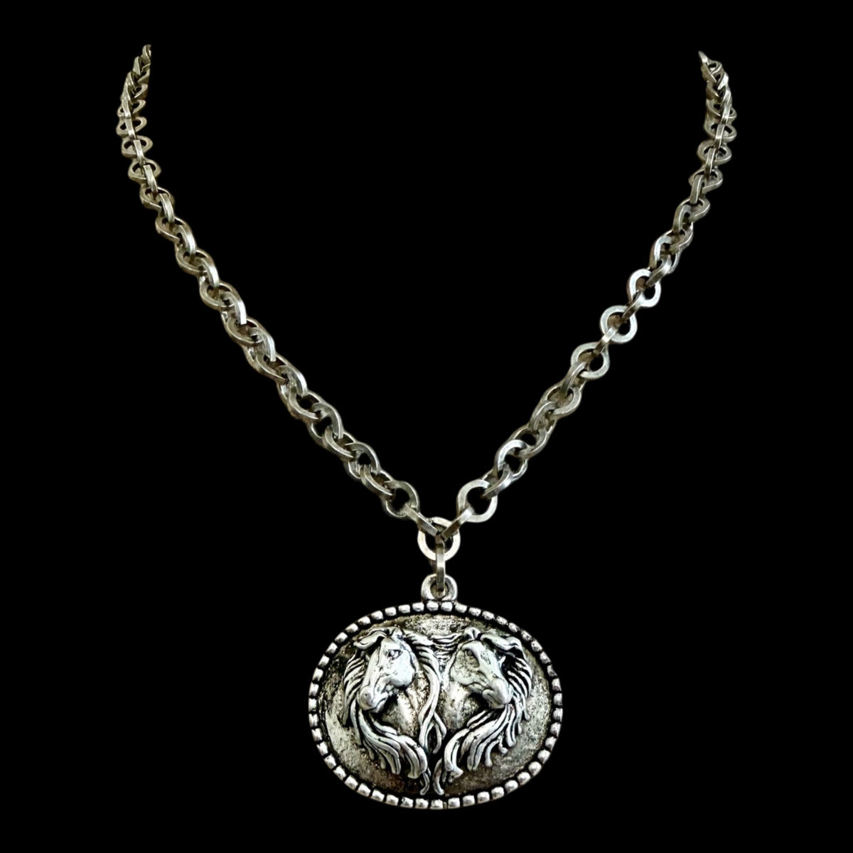 Sterling Plated 17" Chain with Vintage Horse Pendant