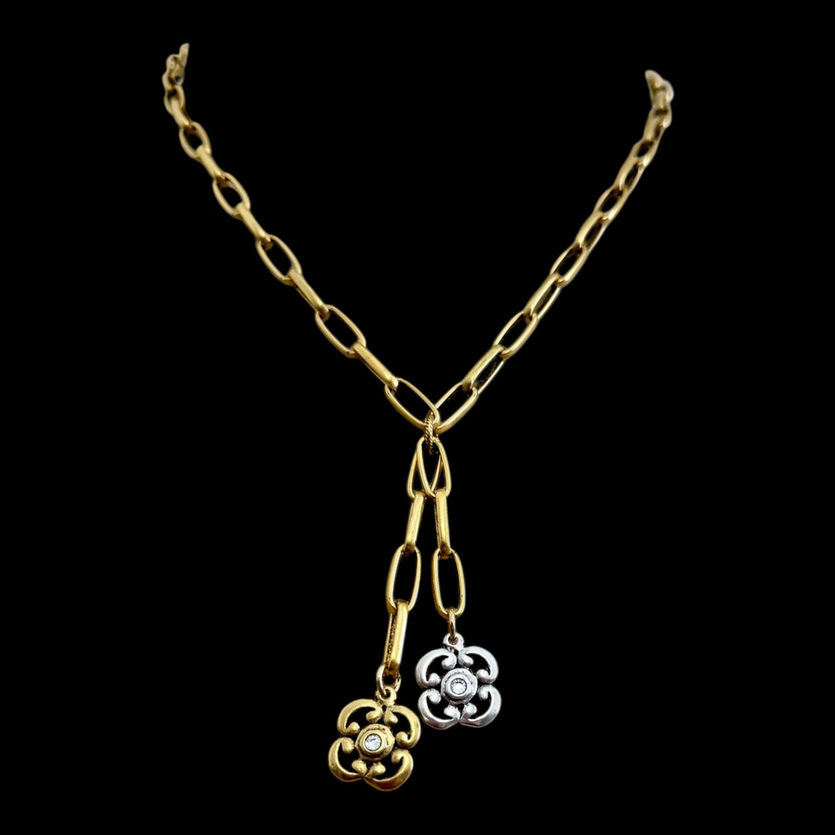 Gold and Silver Plated Flower Lariat