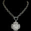 Vintage Silver 18" Chain and Toggle With Reproduction Silver Horse Flower Pendant