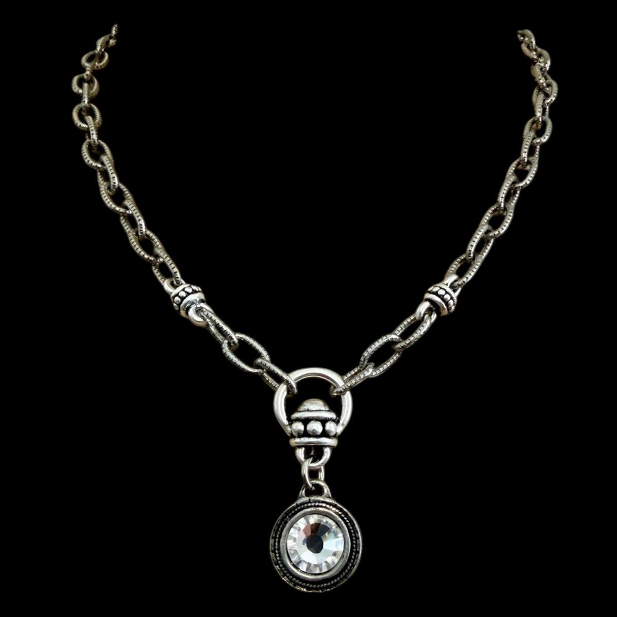 Sterling Plated Reproduction Crystal Necklace
