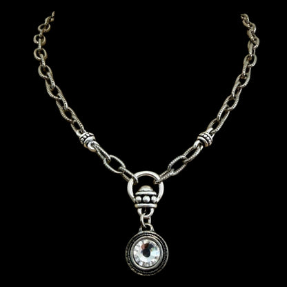 Sterling Plated Reproduction Crystal Necklace