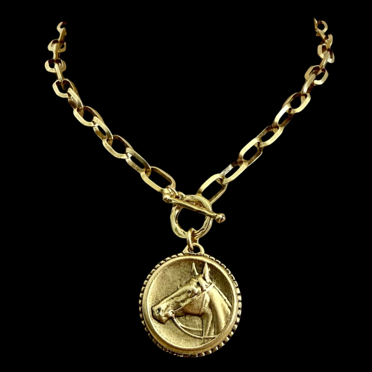 Vintage Reproduction Gold Plated Horse Coin