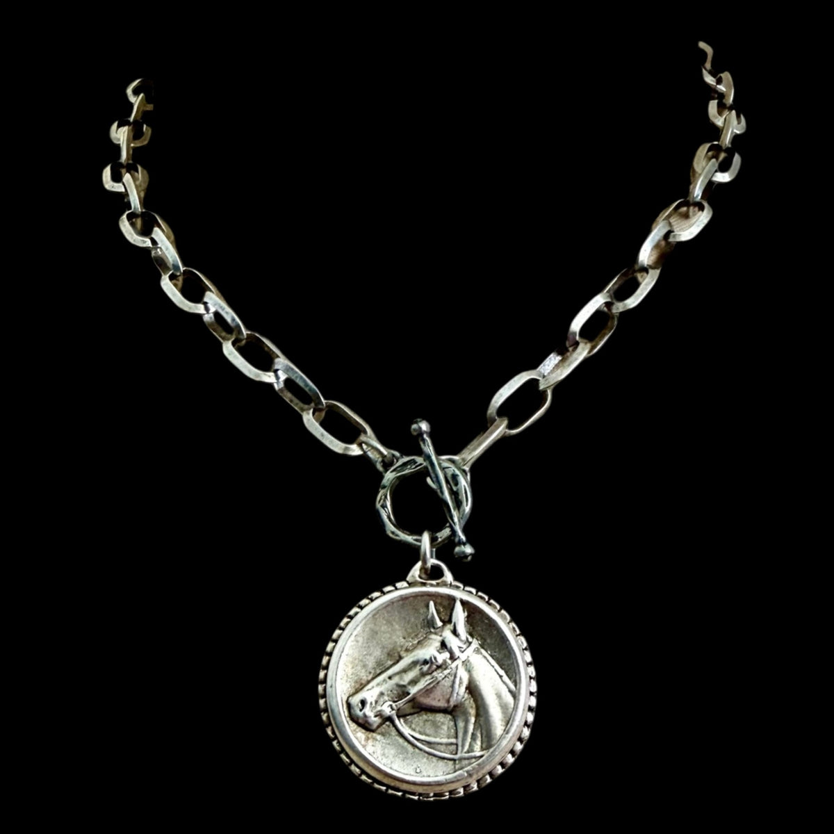 Vintage Reproduction Sterling Plated Horse Coin