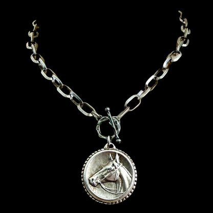 Vintage Reproduction Sterling Plated Horse Coin