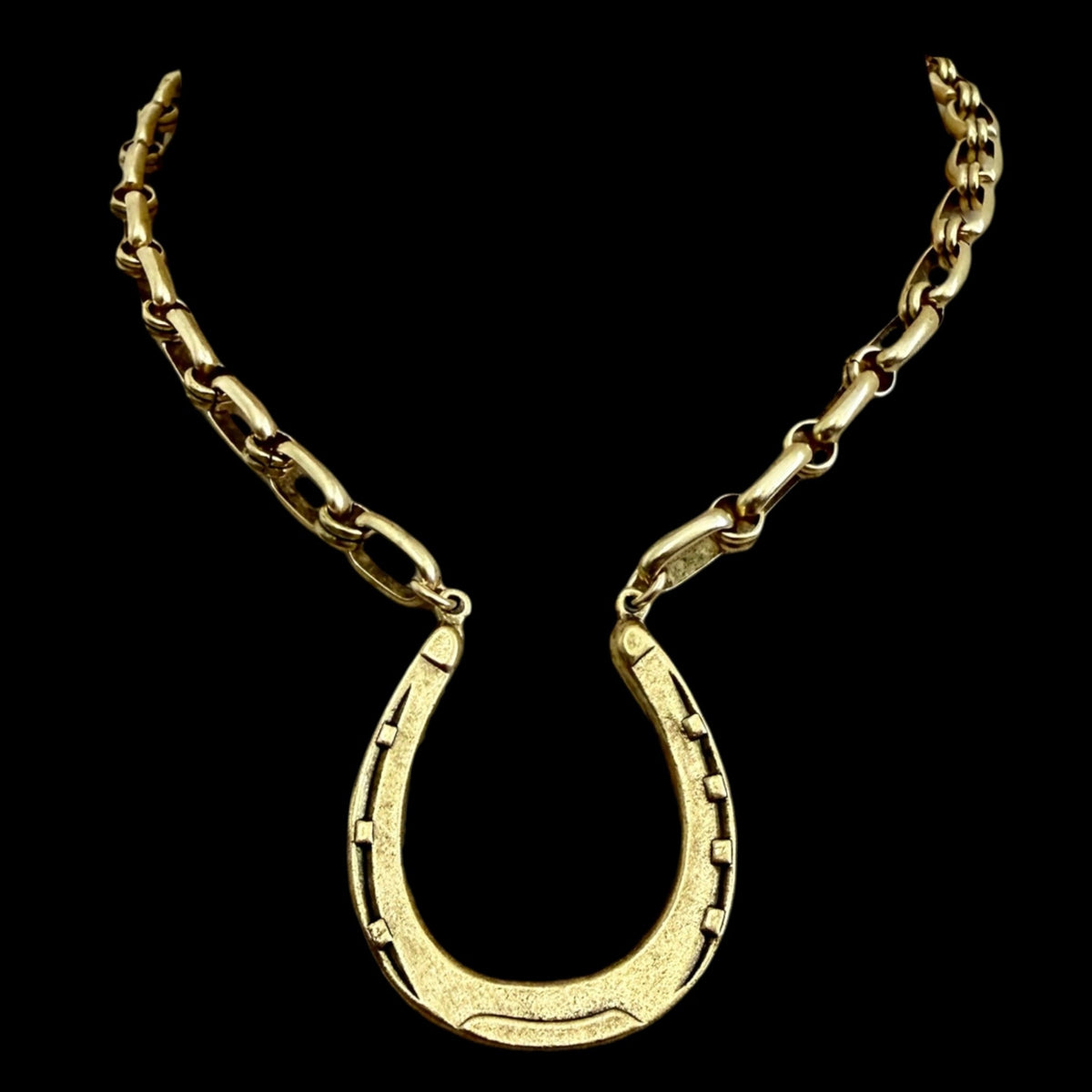 Vintage Reproduction Gold Plated Horseshoe Necklace