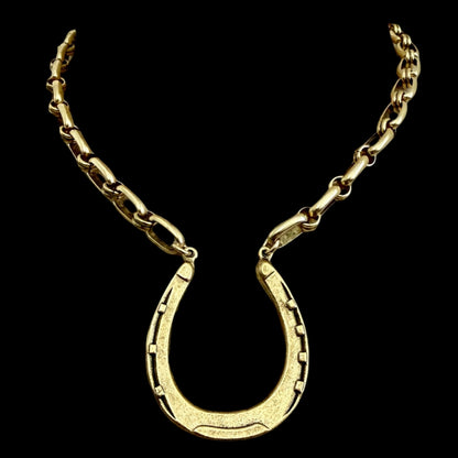 Vintage Reproduction Gold Plated Horseshoe Necklace