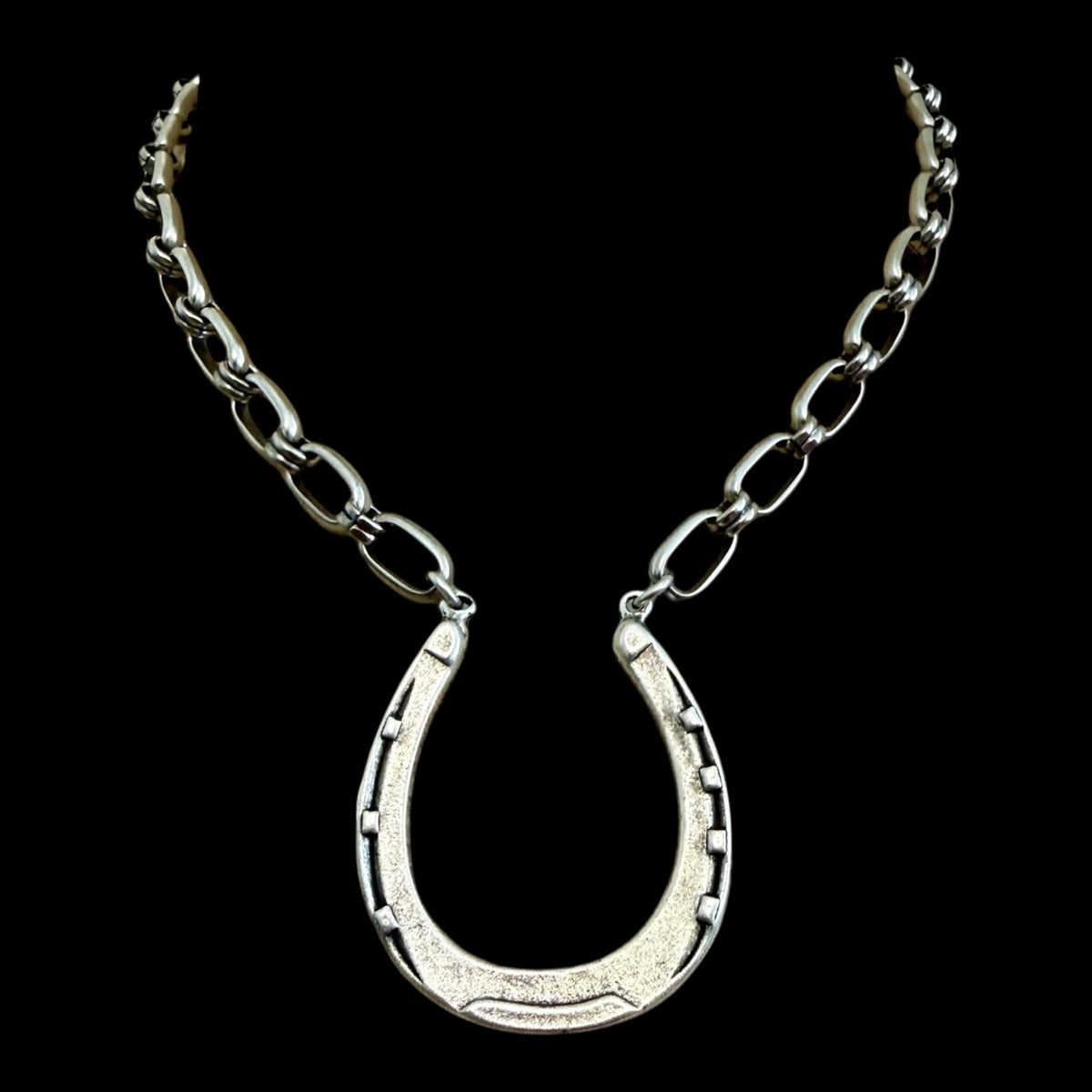 Vintage Reproduction Sterling Plated Horseshoe Necklace